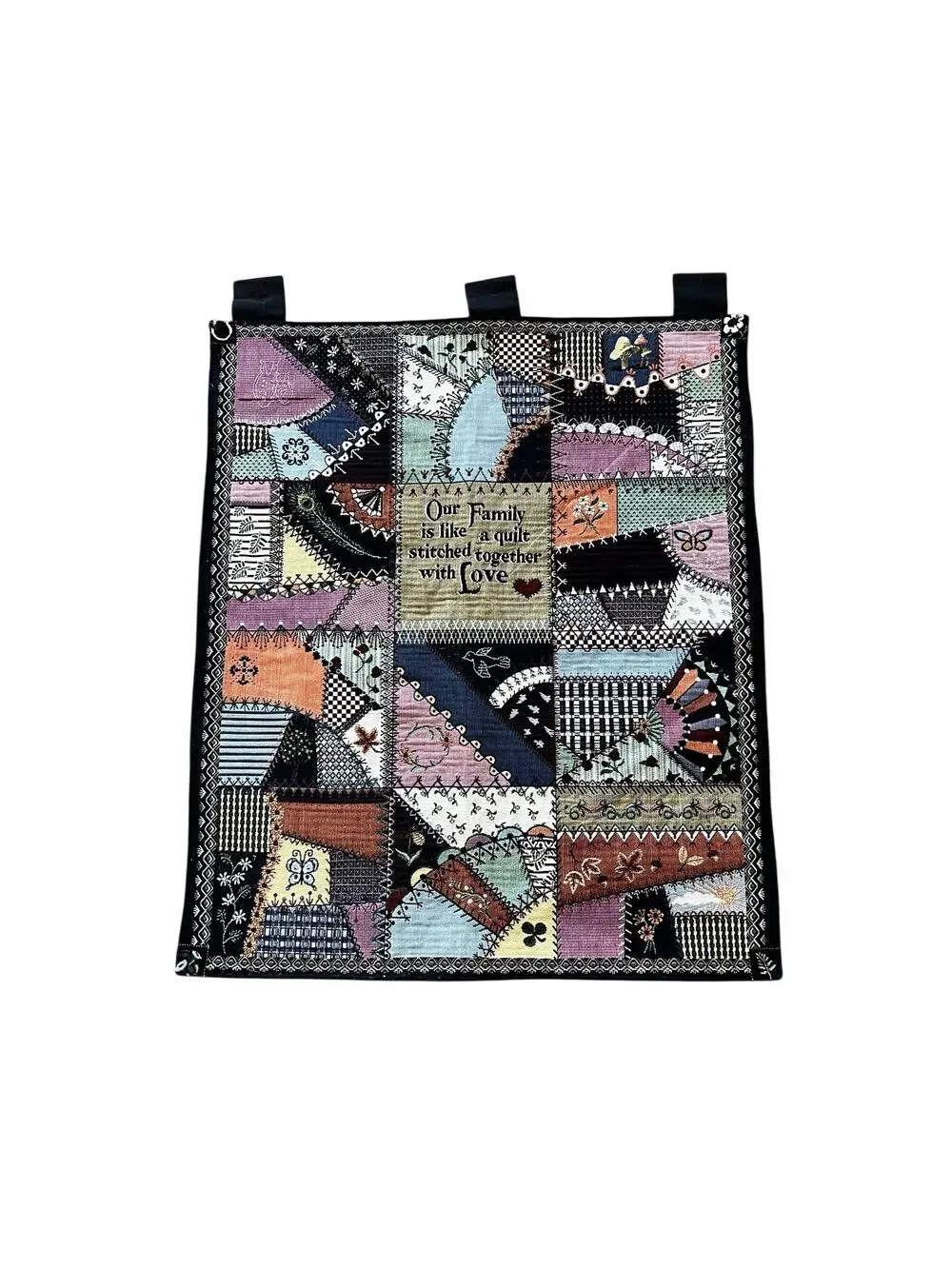 Pure Country Weavers Stitched With Love Patchwork Tapestry Wall Hanging 26x30”